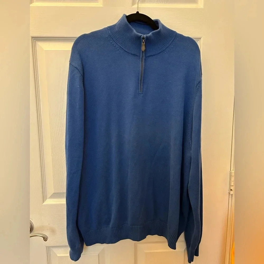 . Brooks Brothers Men's Quarter Zip Sweater Blue XL
